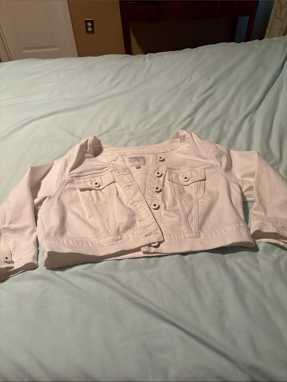 Torrid White Cropped Jean Jacket